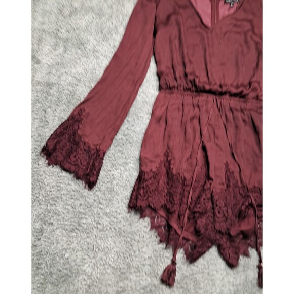 Kendall And Kylie Romper Womens Sz Small Long Sleeve Shorts Lace Hem Flowy - Picture 3 of 15